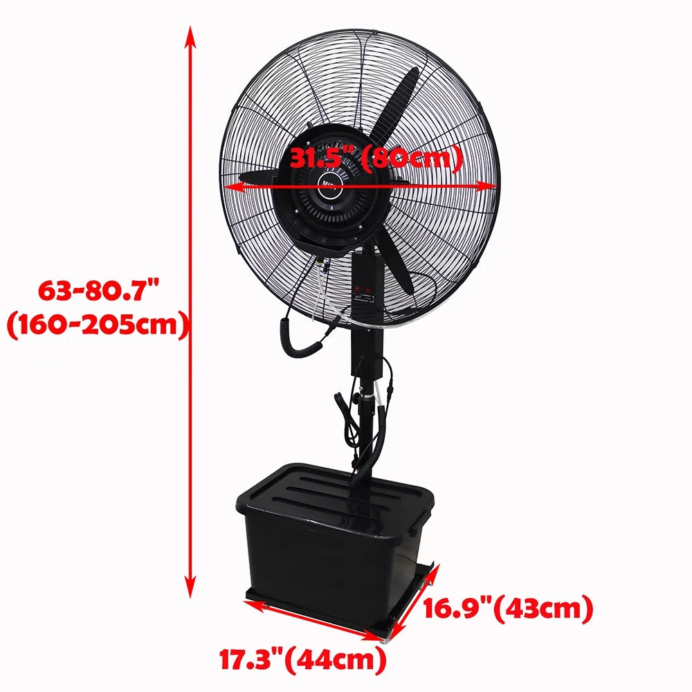 Electric Industrial Mist Fan Humidifier Cooling Spray Fan with 42L Water Tank