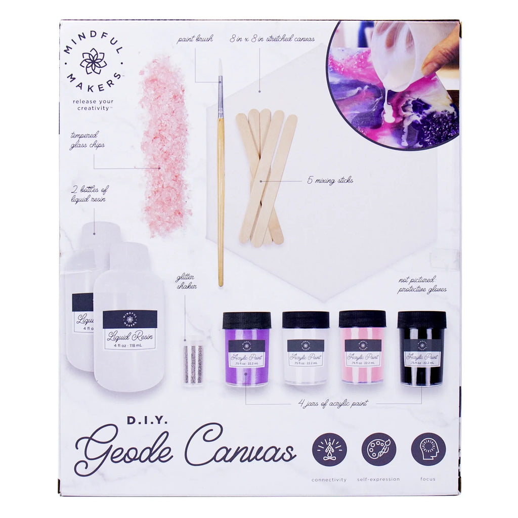 Mindful Makers D.I.Y. Geode Canvas Art Kit (17 Pieces), Boys and Girls, Teen, Aged 14+