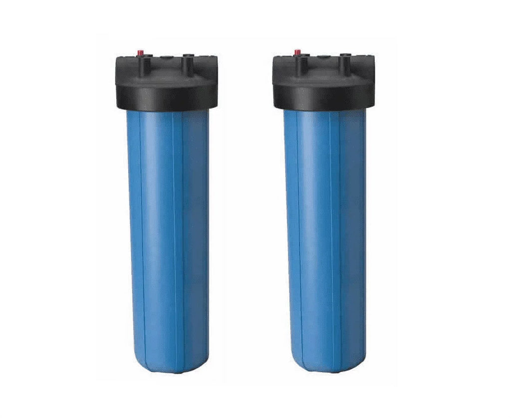 2 Pack: Big Blue Housing Canister Water Sump 1"  w/ Pressure Relief for 4.5" x 20" Whole House Filters