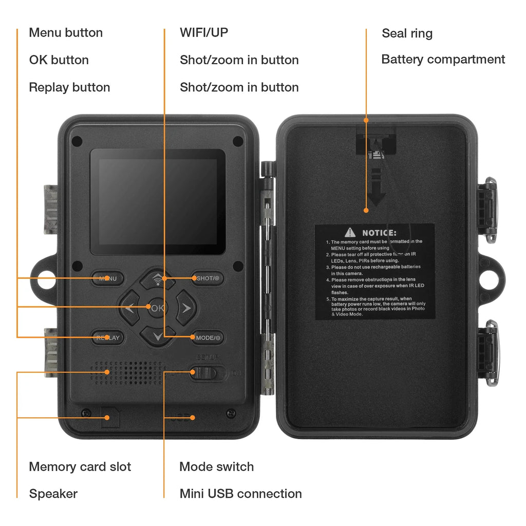 H80 WiFi Bluetooth Trail Camera 20MP 1296P Game Hunting Camera with Nigth Vision Waterproof