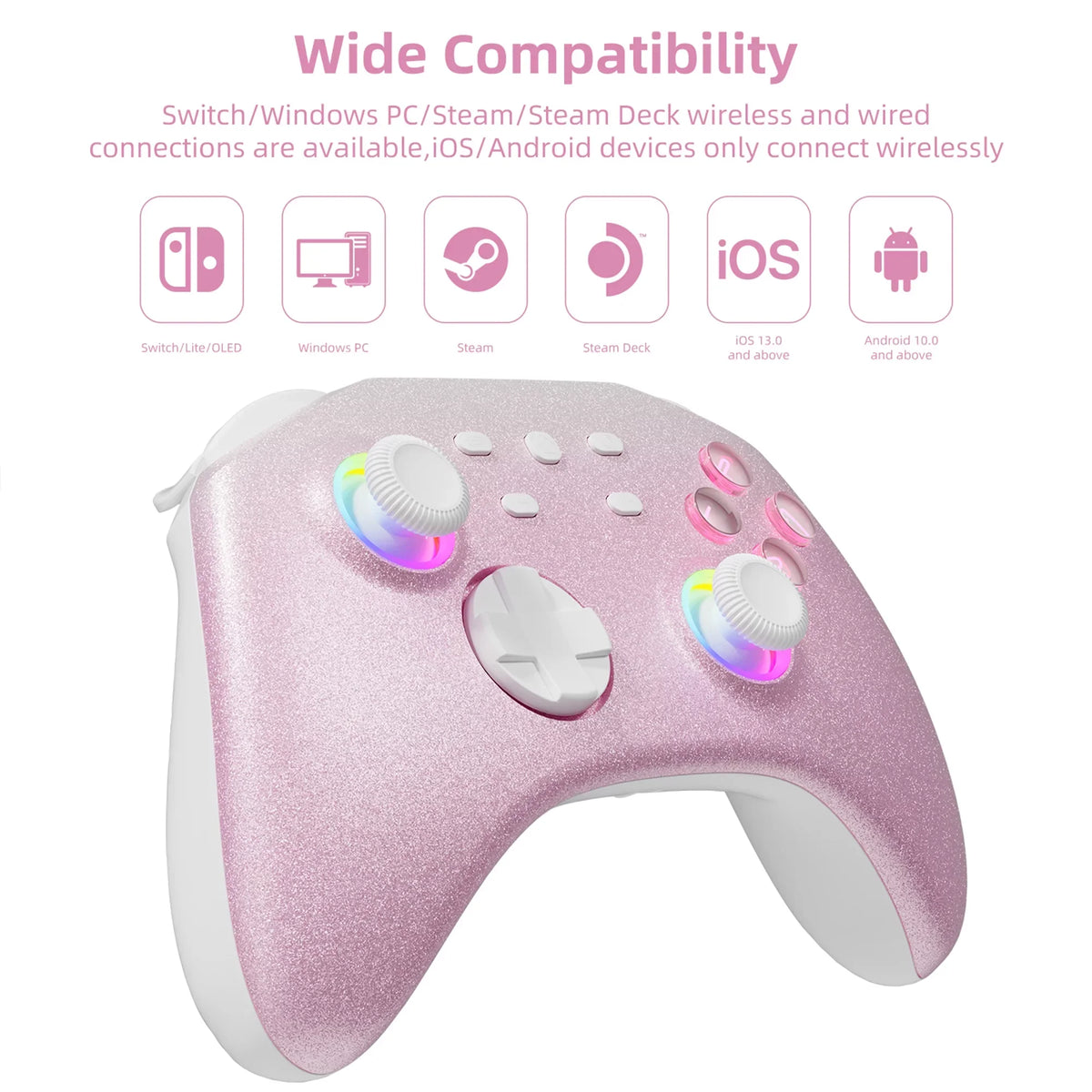 Pokémon Violet Game Disc and Upgraded Switch Pro Controller for Nintendo Switch//Lite, Wireless Switch Remote for //Android/Steam Pink