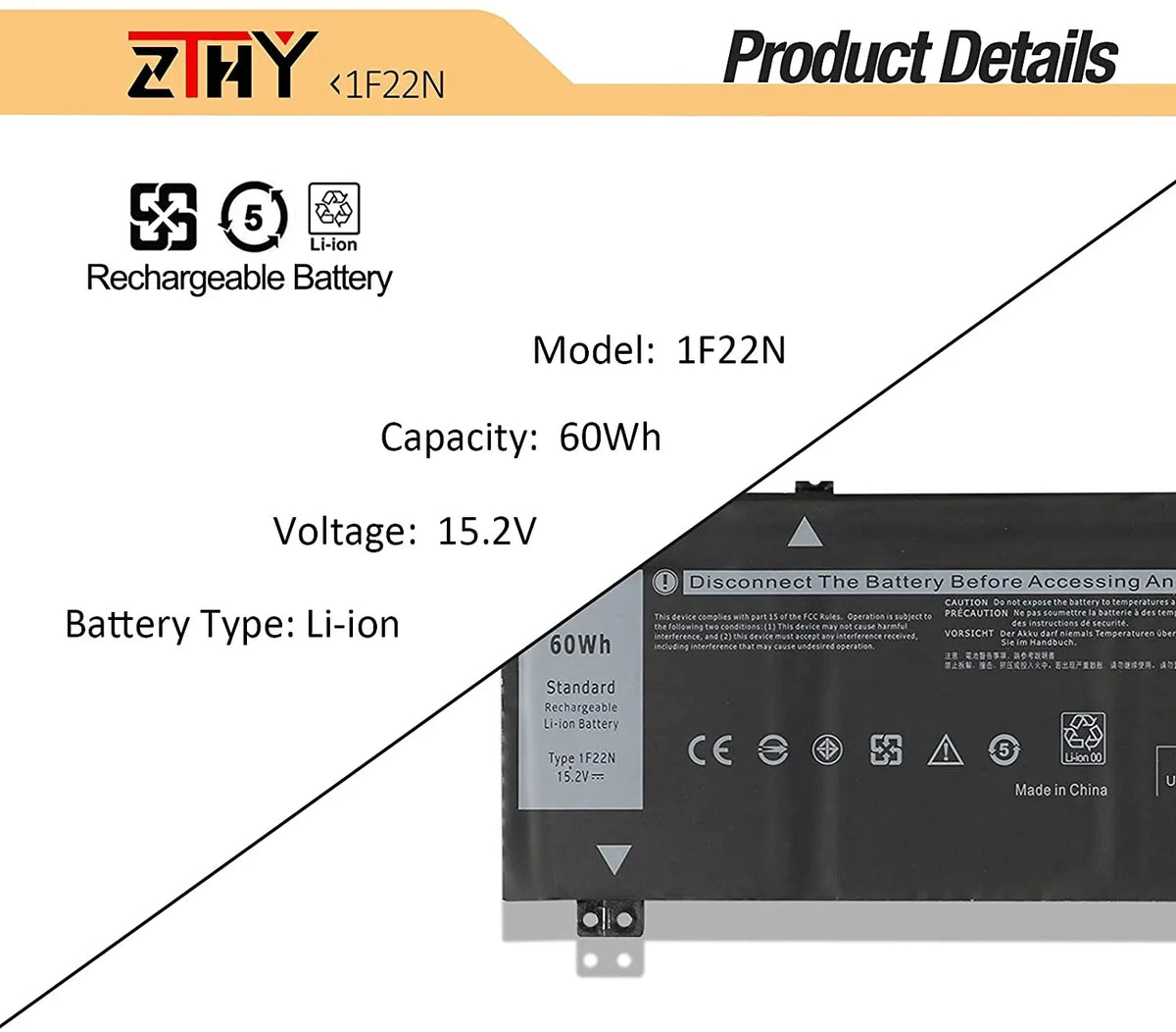 New 1F22N Laptop y Replacement for Dell Alienware M15 P79F M17 R1 P37E P37E001 Dell G7 7590 G7 7790 G5 5590