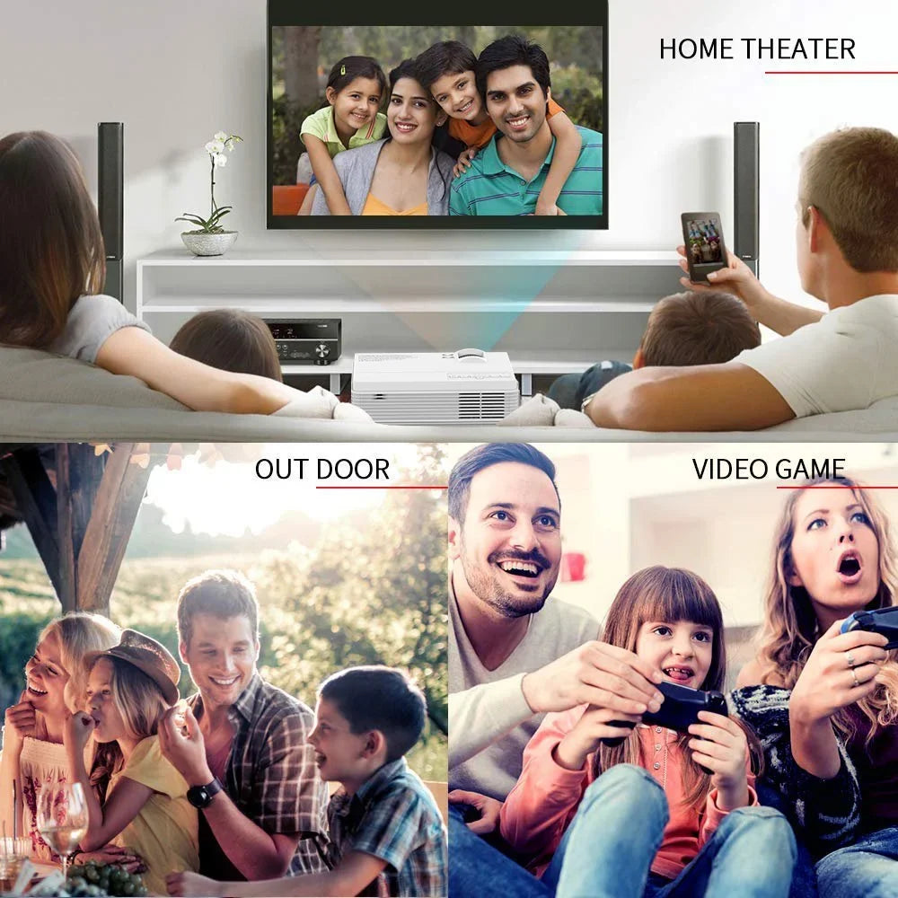 Leisure 3 1080P Supported Mini Projector with 65000 Hours Lamp Life,  Portable Projector Support 200'' Display, Compatible with  Stick, PS4, , , ,  and  (White)