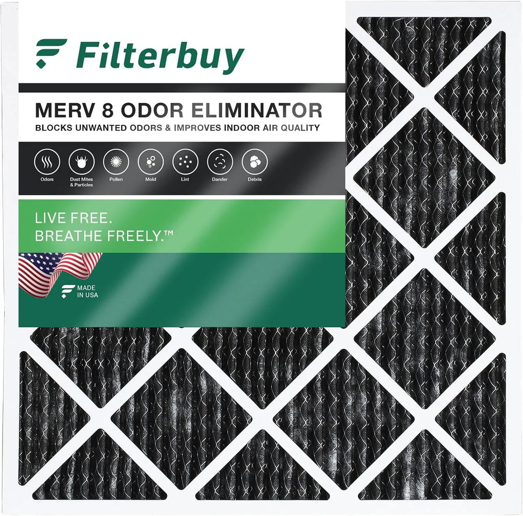Filterbuy 12x12x1  8 Odor Eliminator Pleated   Furnace Air Filters with Activated Carbon (1-Pack)