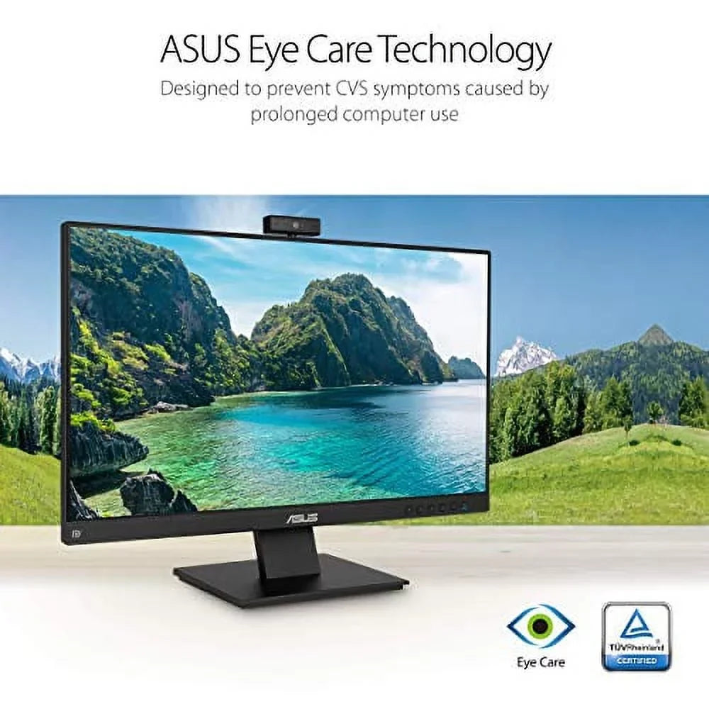 BE24EQK 23.8" Business Monitor with Webcam, 1080P Full  , Eye Care, DisplayPort , Frameless, Built-in Adjustable 2MP Webcam, Mic Array, Stereo Speaker, Video Conference