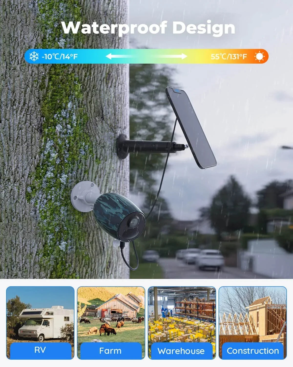 Reolink 2K+ 5MP Outdoor 4G  Cellular Battery-Powered Wireless Security Camera System, No WiFi Needed, Night Vision, Smart Person/Vehicle Detection, 2-Way Talk, Go Plus with White Solar Panel