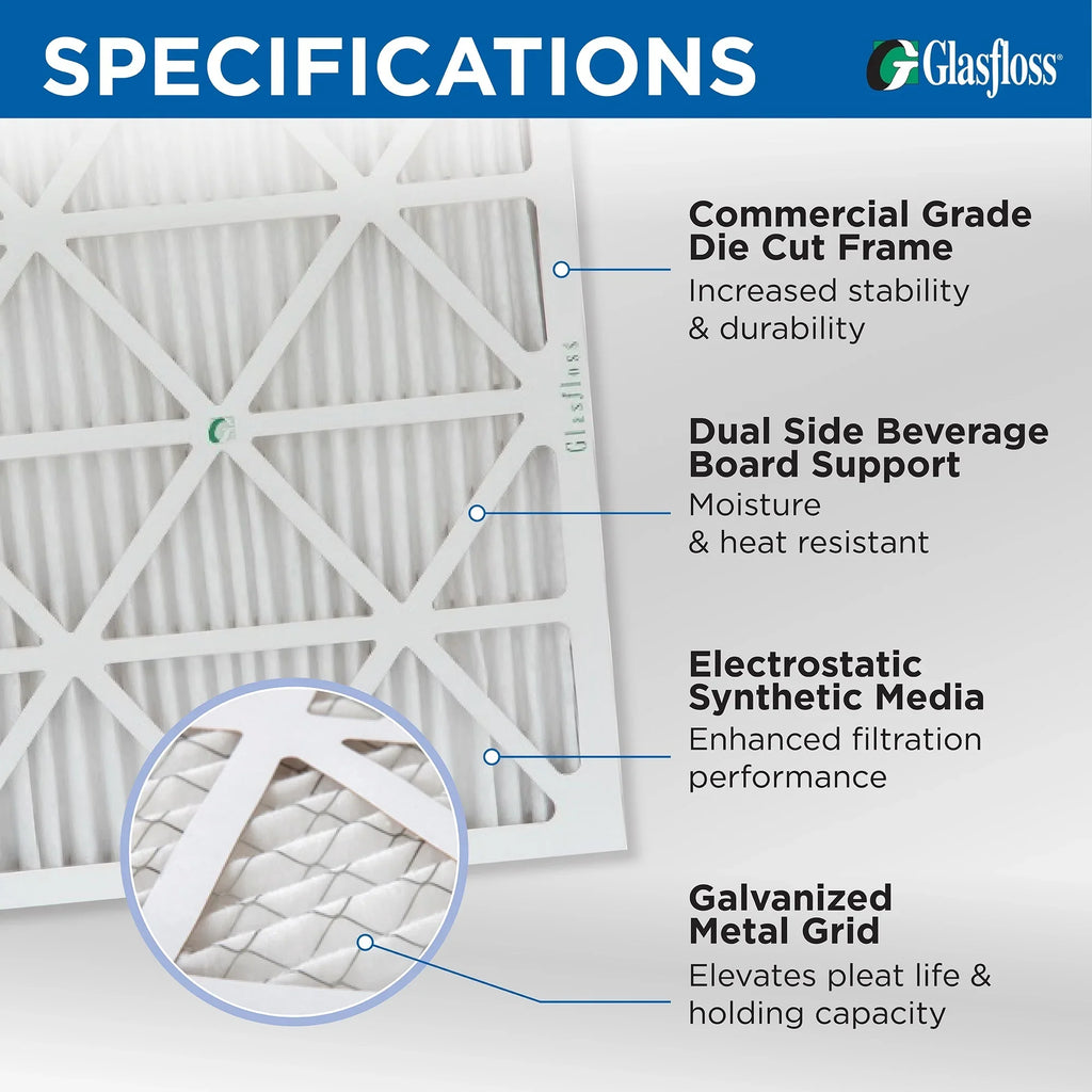 18x24x2  10 Pleated  Furnace Air Filters by Glasfloss Industries. ( 8 Pack ) Exact Size: 17-1/2 x 23-1/2 x 1-3/4