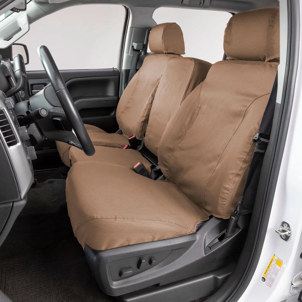 Covercraft SeatSaver Front Row Custom Fit Seat Cover for Select Ford F-150 Models - Polycotton (Tan) Fits select: 2013-2014  F150  , 2011-2012  F150
