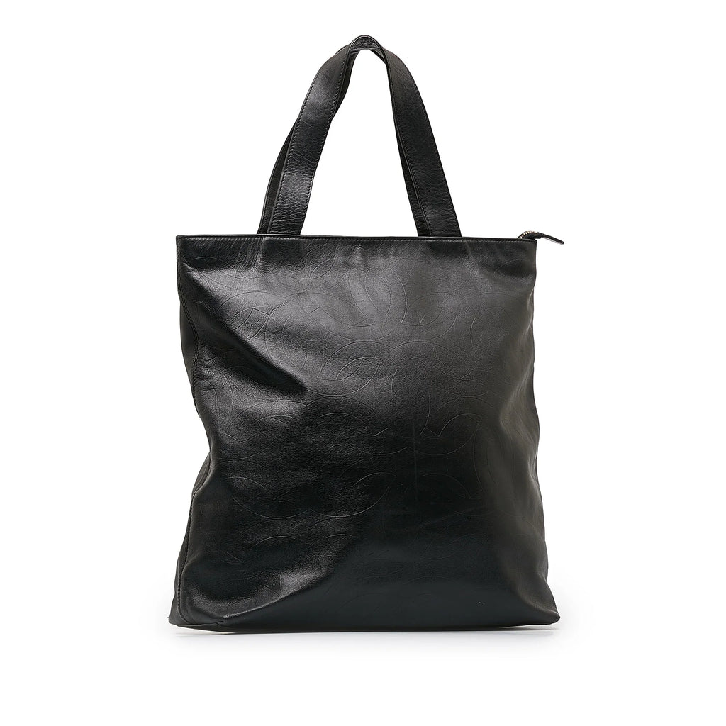Pre-Owned Authenticated Chanel  Tote Lambskin Leather Black Tote Bag Unisex (Good)