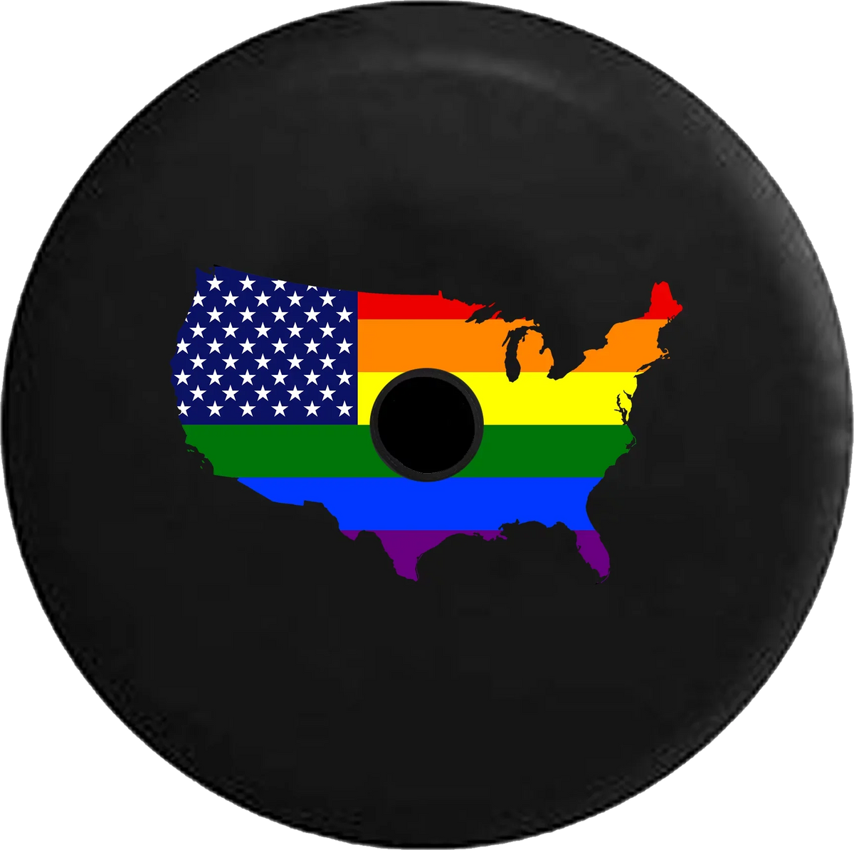 2018 2019 Wrangler  Backup Camera United States of America Gay Flag Map  Spare Tire Cover for Jeep  32 Inch