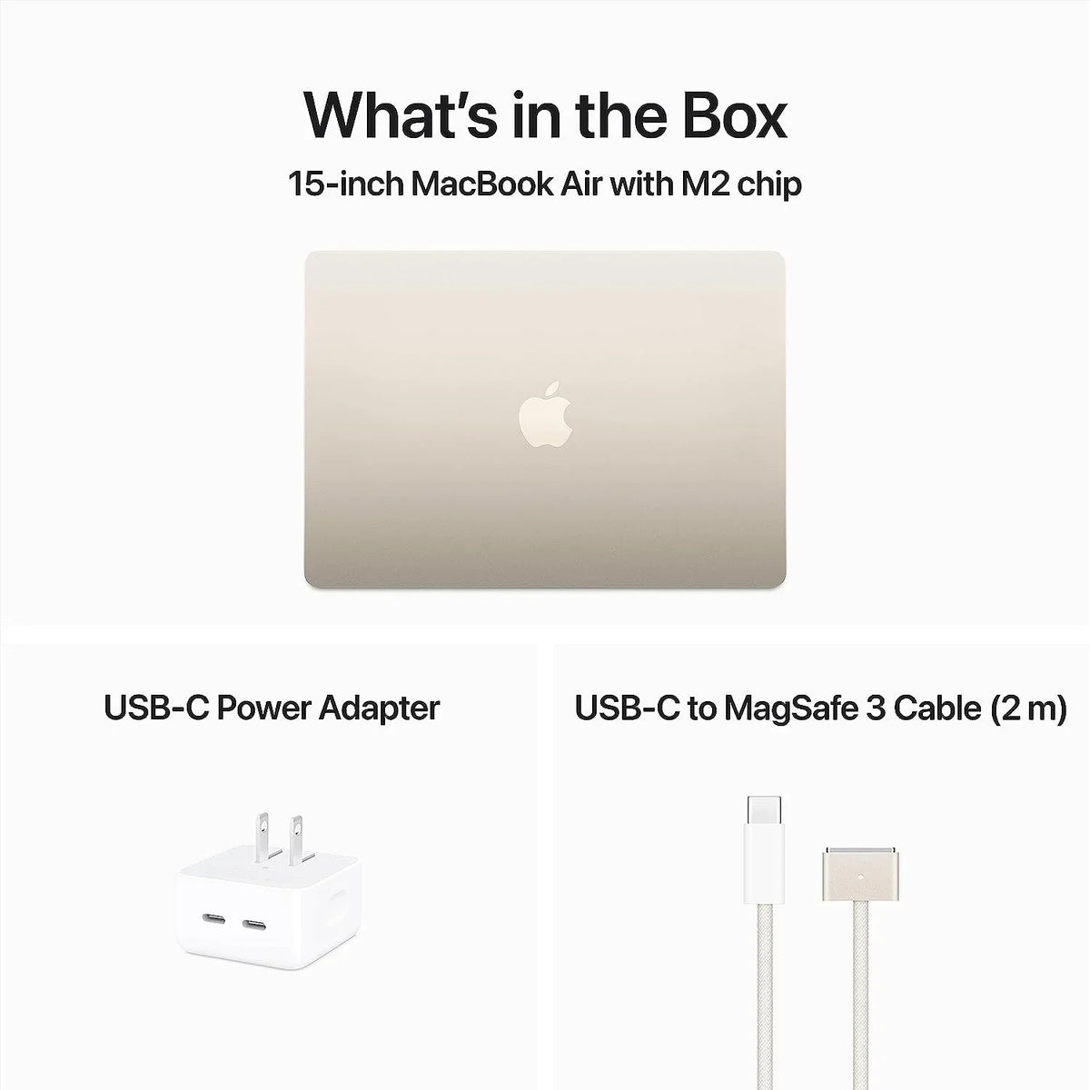 Laptop Computer MacBookAir 15.3" M2 with 8-core  and 10-core , 512GB Mid 2023 - Starlight MQKV3LL/A