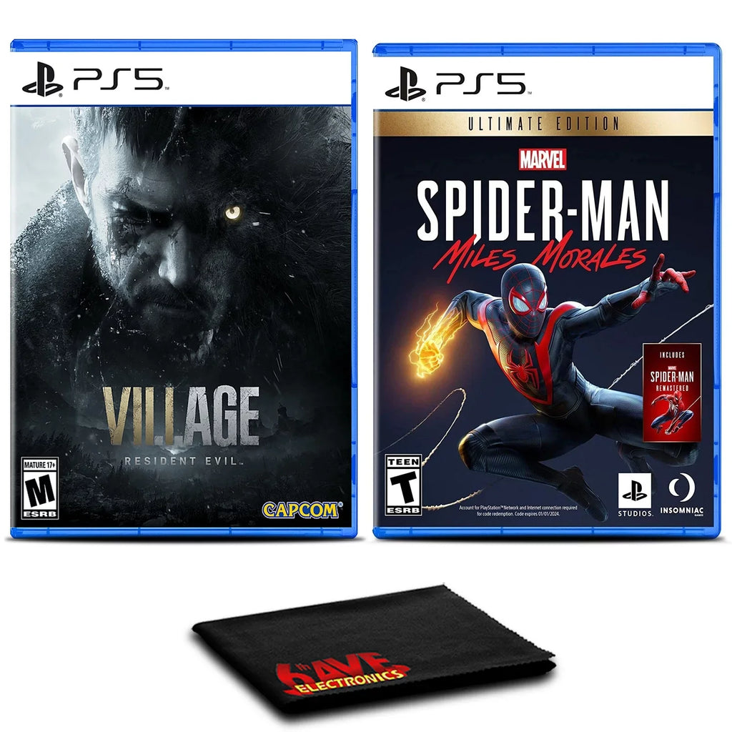 Resident Evil Village and SpiderMan Miles Morales, PlayStation 5, 58001-12