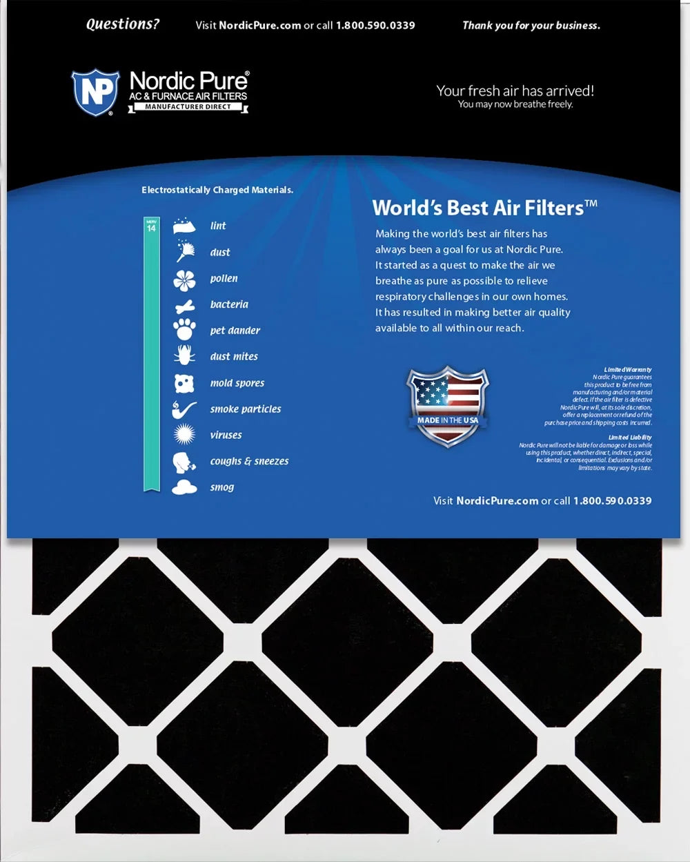 Nordic Pure 12x18x1 Pleated Air Filters  14 Plus Carbon 6 Pack