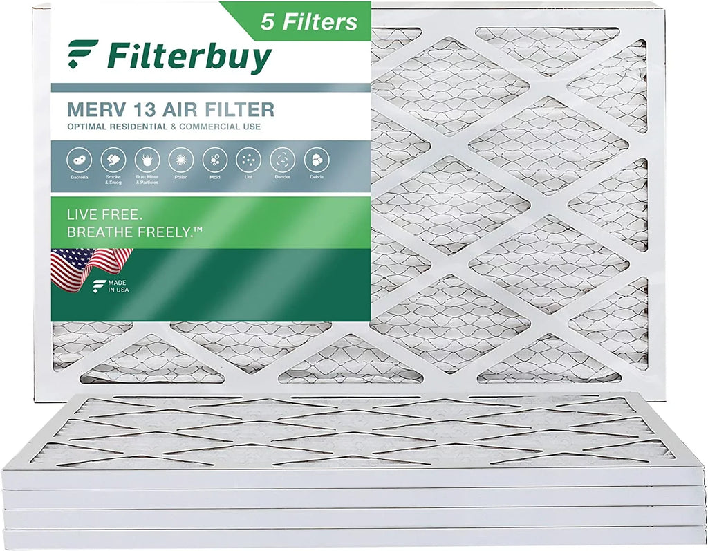 Filterbuy 10x24x1  13 Pleated   Furnace Air Filters (5-Pack)