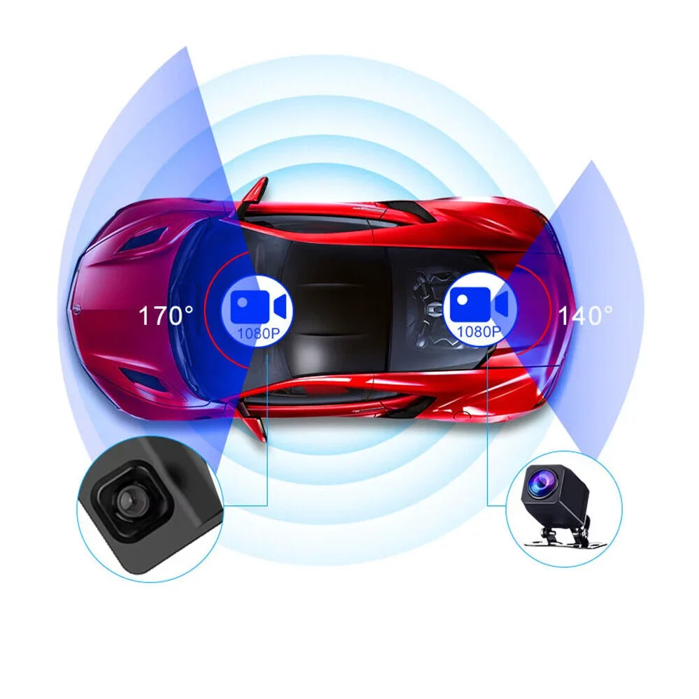 Paddsun 4K 12" Dash Cam Mirror  WiFi Voice Control Car Rear View Backup Dual Camera