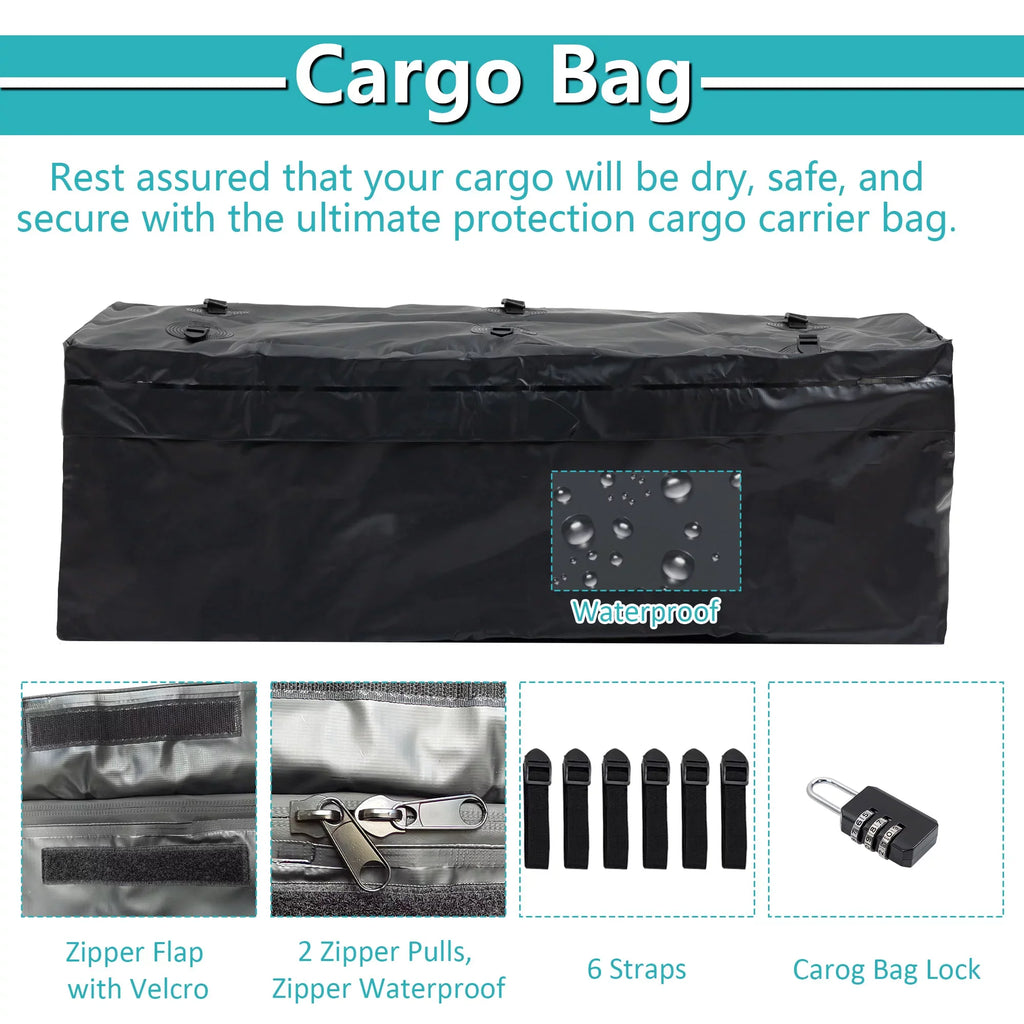 60" x 24" x 6" Hitched Mounted Folding Cargo Basket with Cargo Net, 500lb Capacity for Car  Truck Trailer, Black