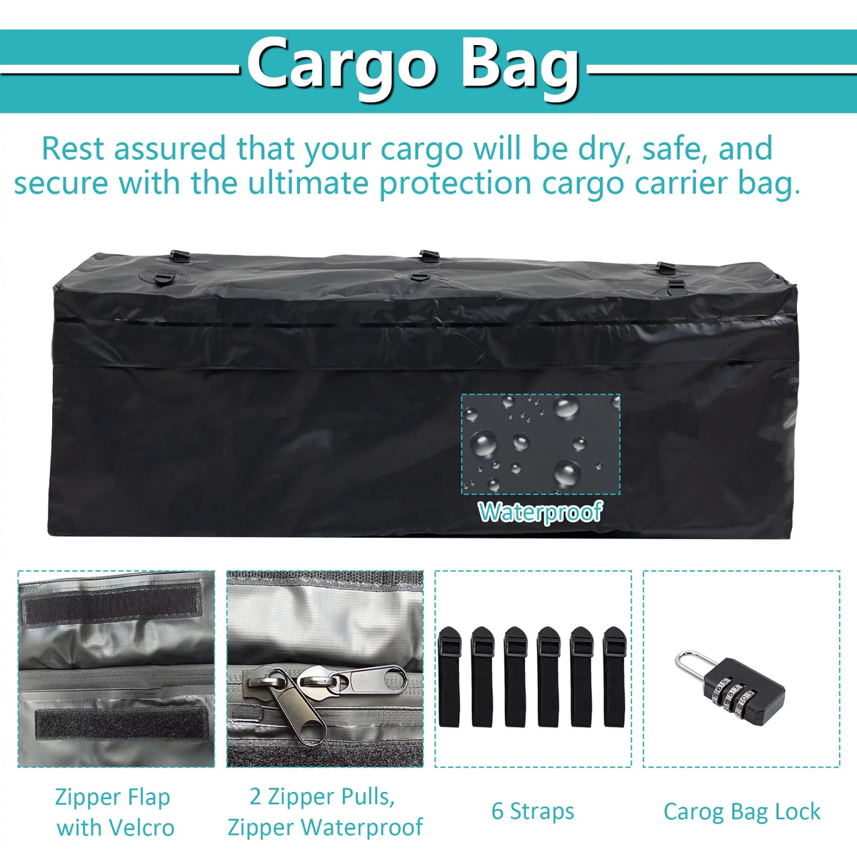 60" x 24" x 6" Hitched Mounted Folding Cargo Basket with Cargo Net, 500lb Capacity for Car  Truck Trailer, Black