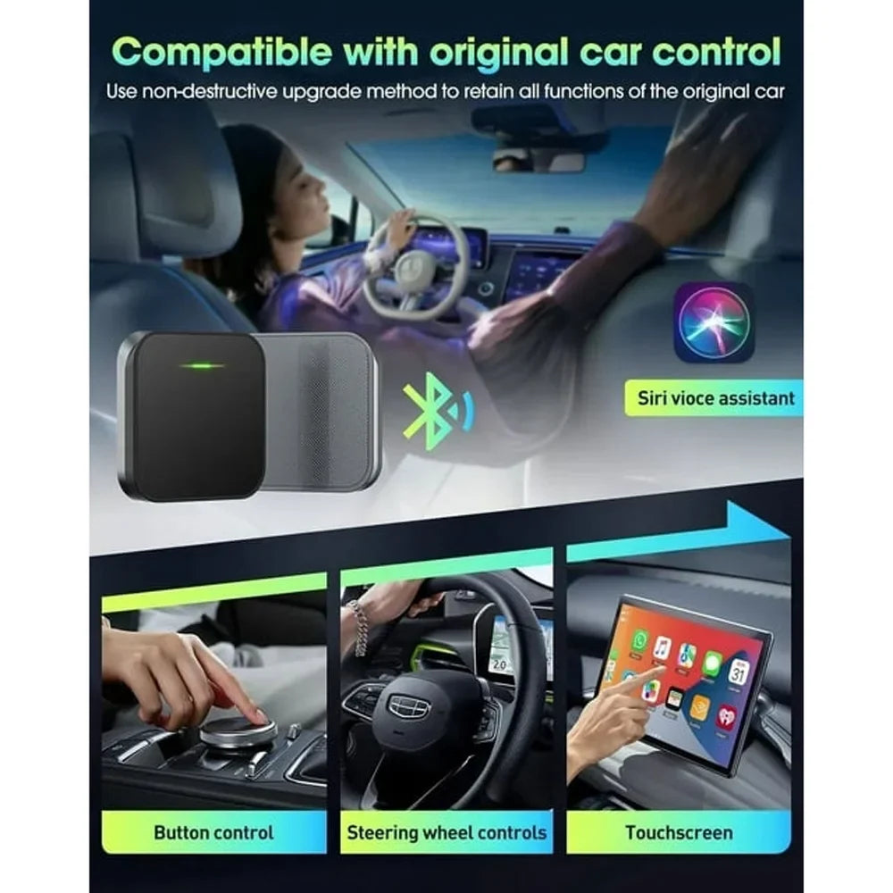 For Apple iOS Car Auto Navigation Player Wireless Carplay Adapter Box Dongle, Black