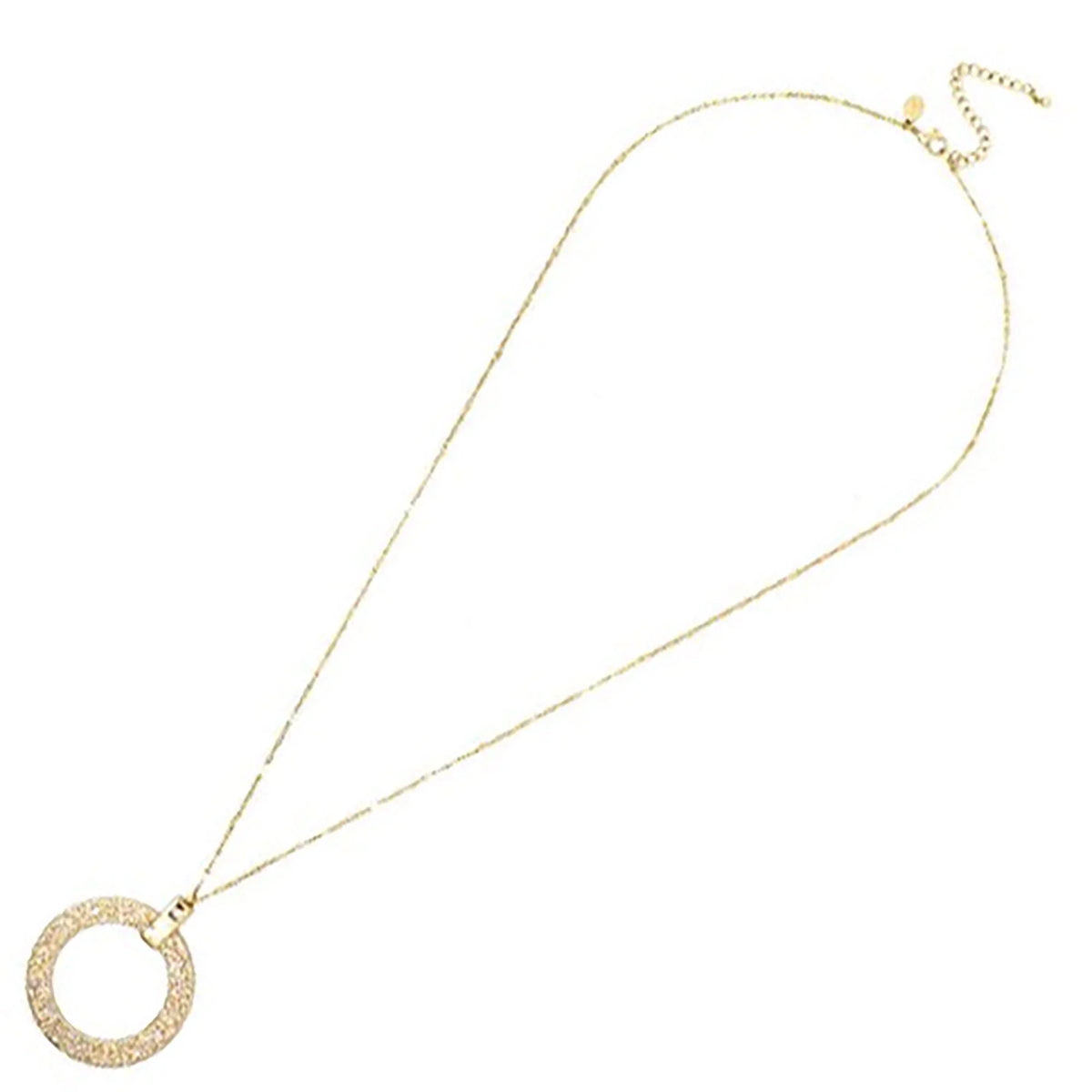 Blue Box Boutique Inc Open Circle Gold  Glitter Pendant Long Necklace for Women, Teens