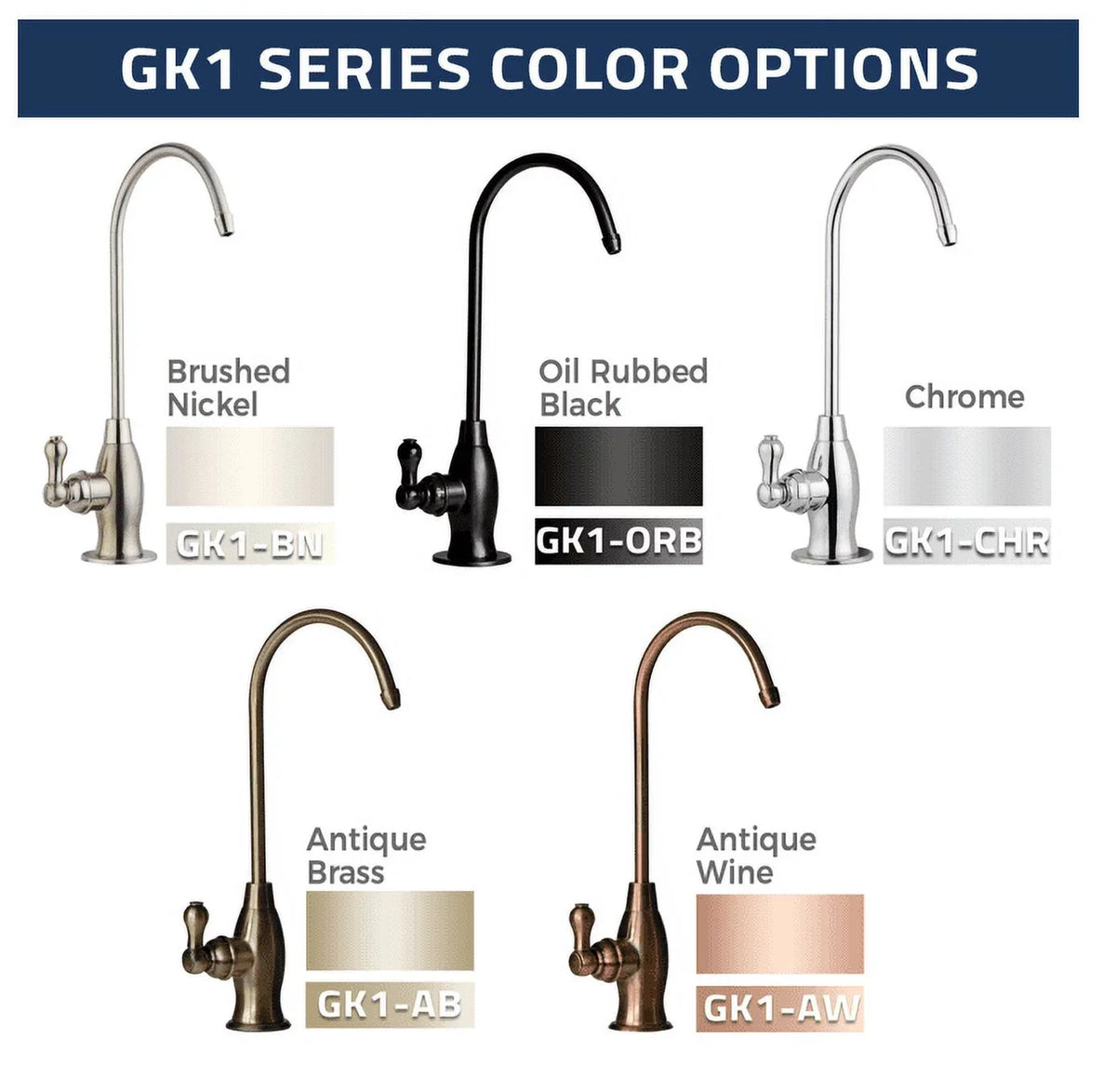 iSpring GK1- Heavy Duty Reverse Osmosis, High Spout Kitchen Bar Sink Drinking Water, Contemporary  Faucet, Brushed Nickel