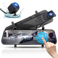 Car Rear View Mirror Camera,  1080P Dash Cam Backup Camera, Dual Driving Recorder with Night Vision, G-Sensor,  Touch Screen