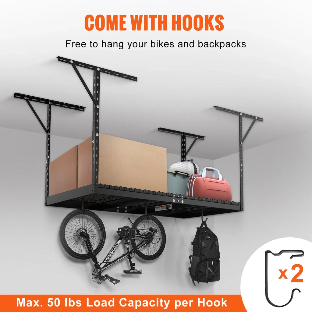 Overhead Adjustable Garage Storage Rack 36x72" Ceiling Rack 550 lbs Black