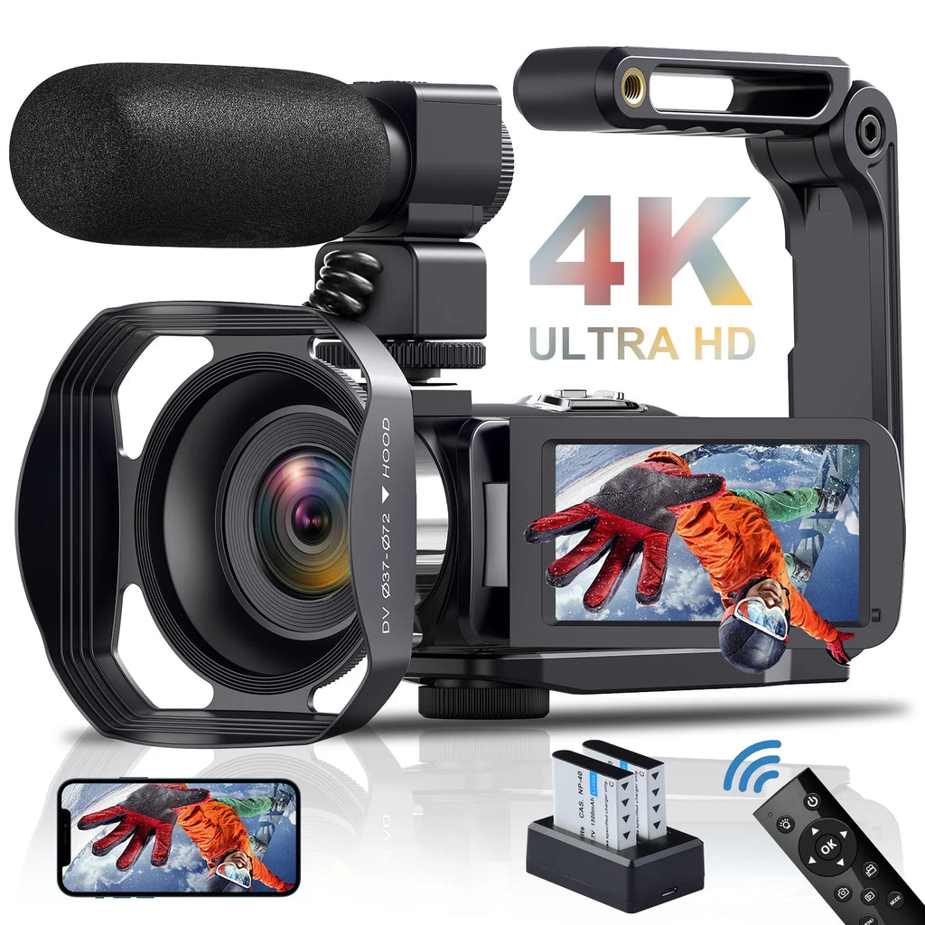 4K Video Camera for Youtube Camcorder 48MP 60FPS WiFi Vlogging 18X Digital Camera  Night Vision