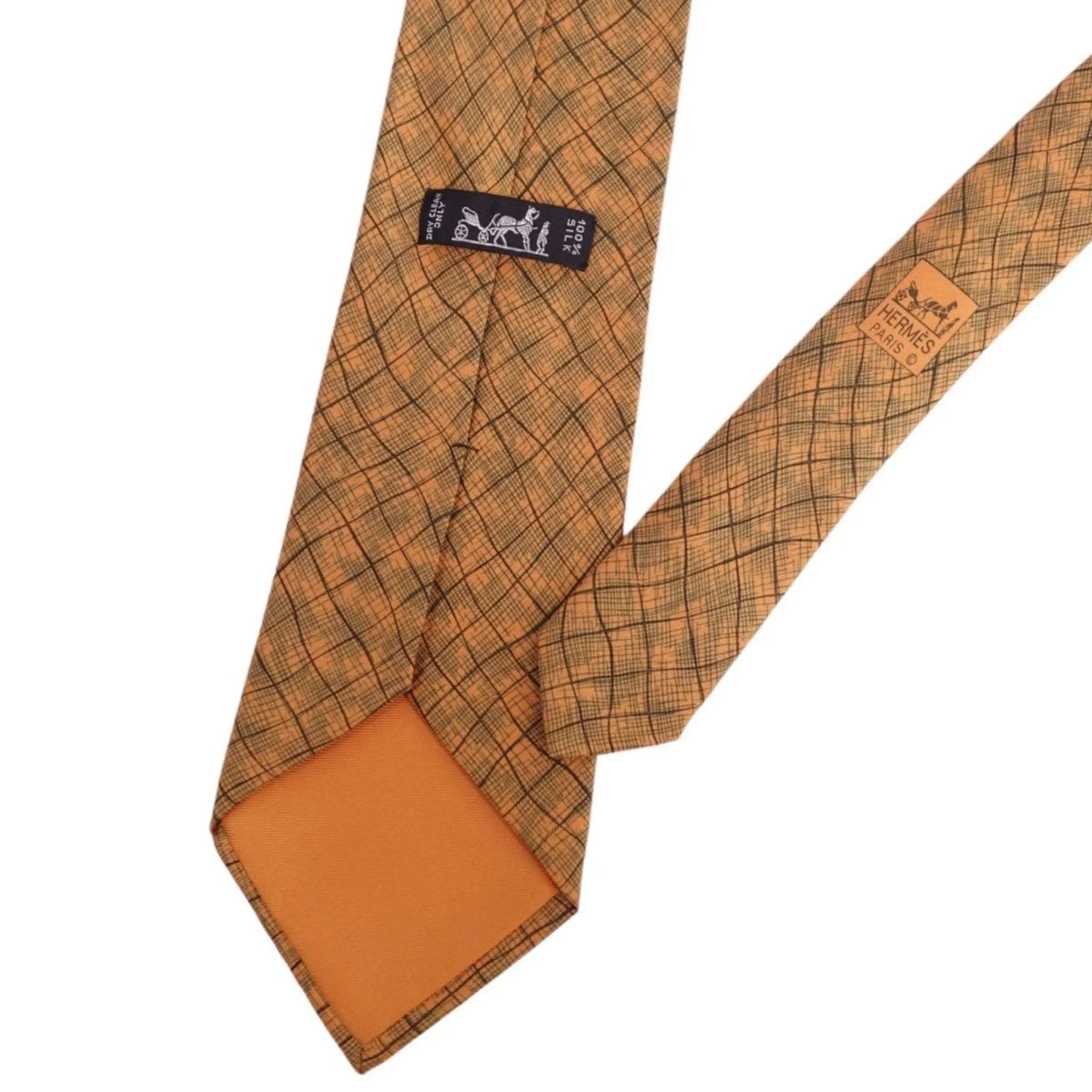 Pre-Owned Hermes  tie silk twill 100% men's orange (Good)