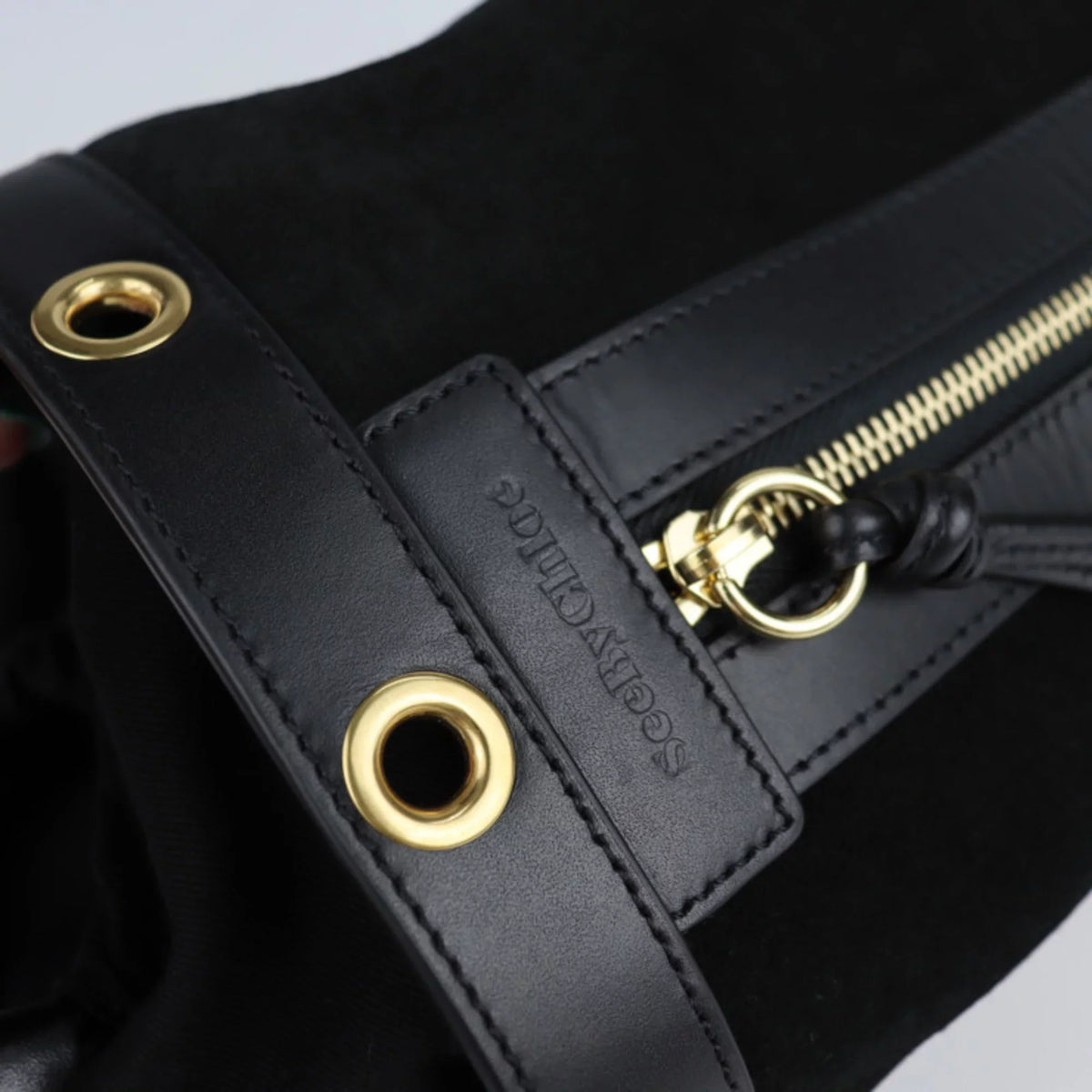 Pre-Owned See by Chloé    sea by Chloe Debbie handbag suede leather black gold metal fittings 2WAY shoulder bag tote (Good)