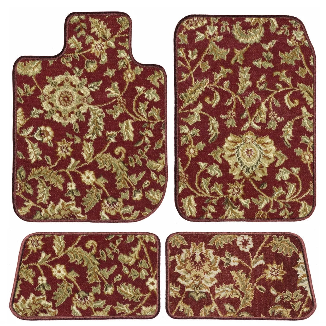 X3 Red Oriental Car Mats, Custom Fit for 2018, 2019, 2020, 2021 - Driver, Passenger & Rear Carpet Car Mats