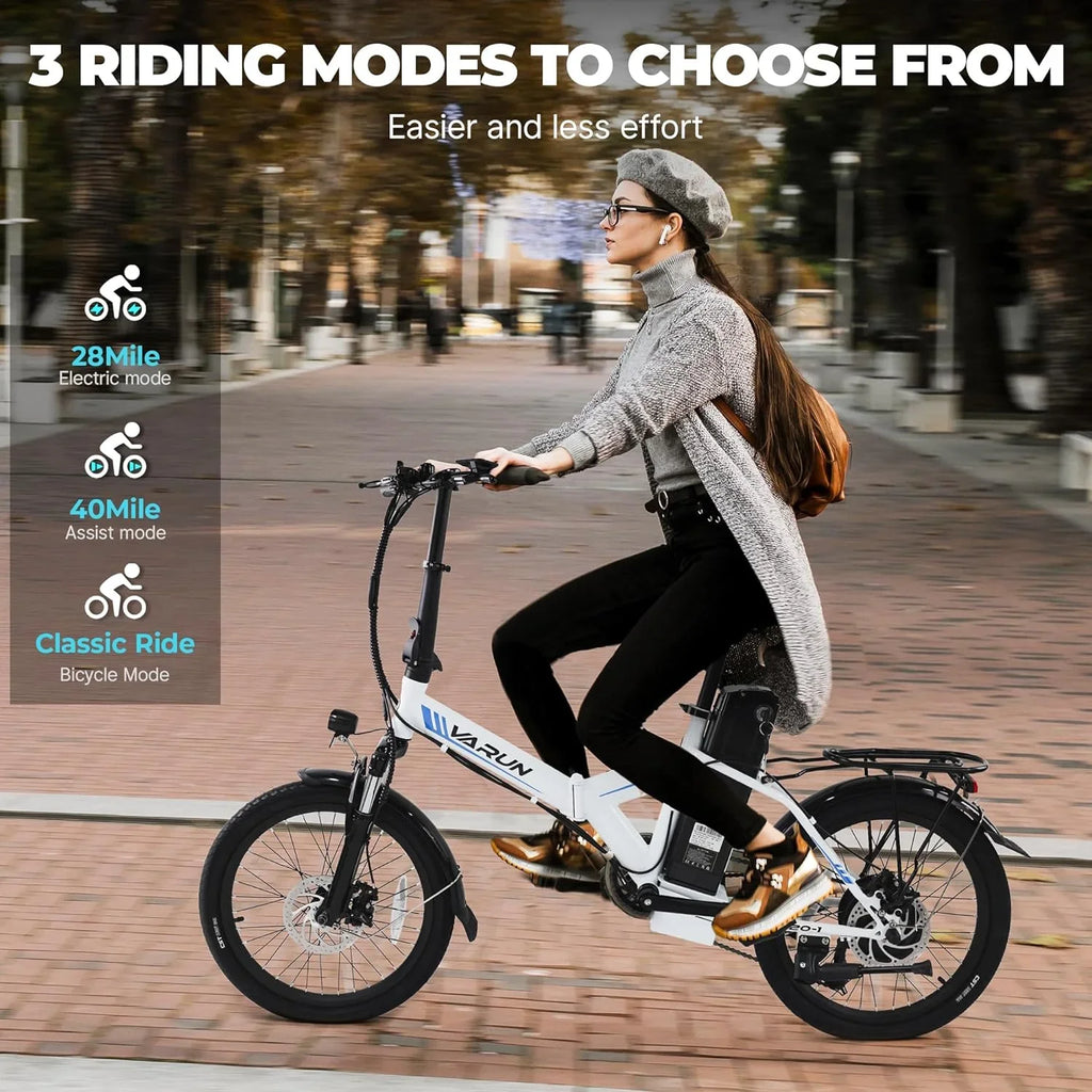 Electric Bike - 500W Folding Ebike with Stylish 20" Wheels, 48V Lithium Battery for 40 Miles Range and 20MPH Speed