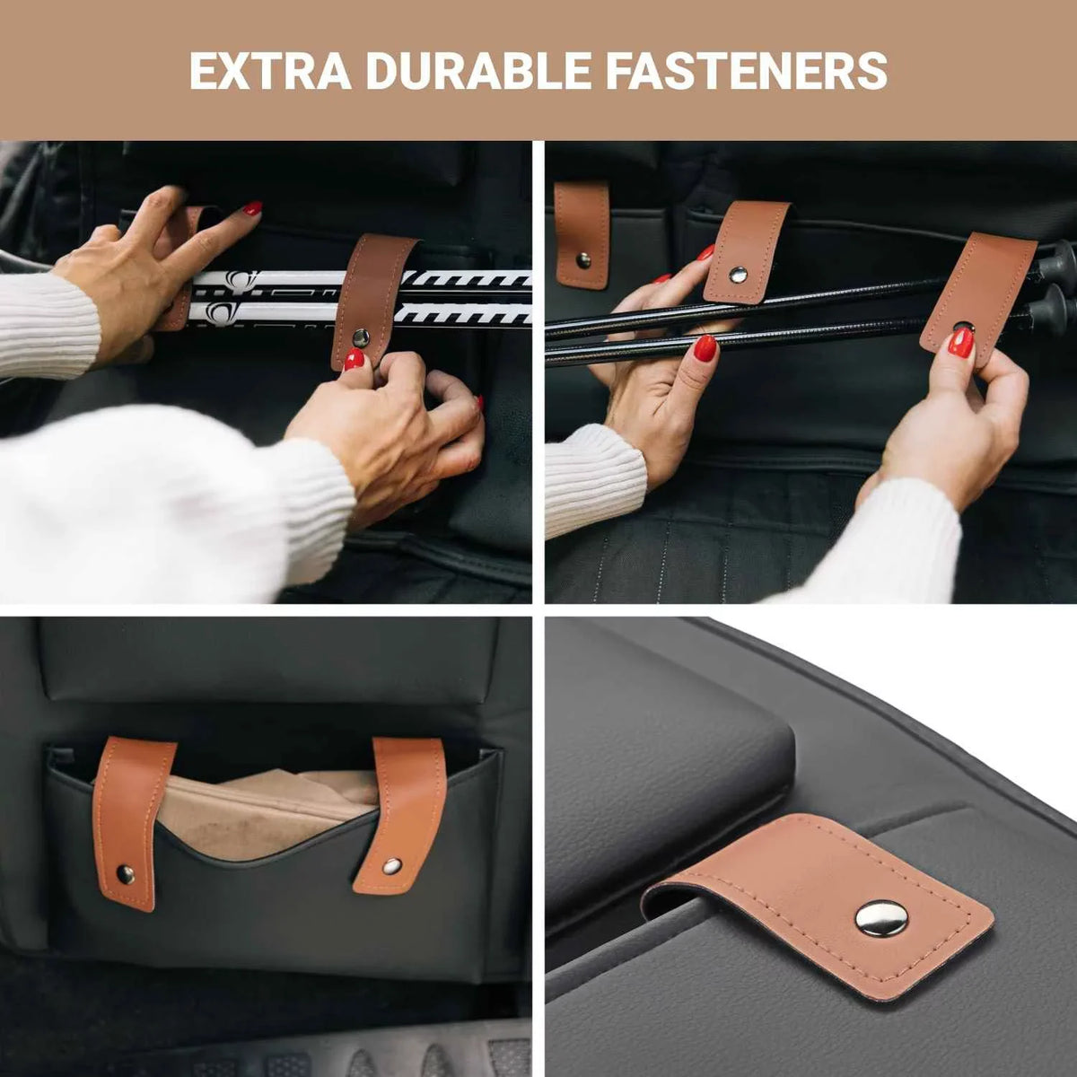 Hanging Car  Trunk Organizer Black Brown Eco Leather Owleys Storage Accessories With Pockets Waterproof