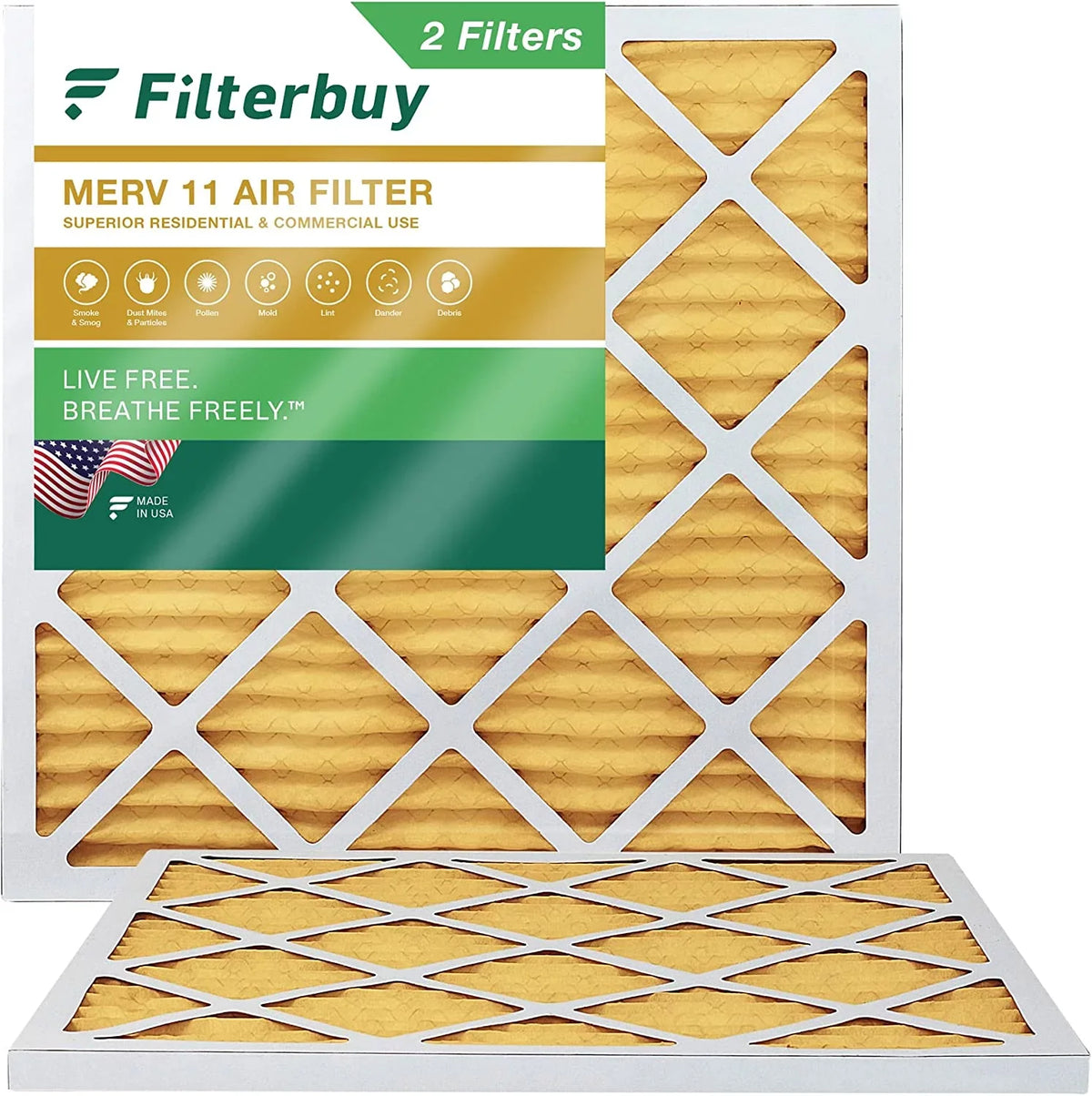Filterbuy 19x19x1  11 Pleated   Furnace Air Filters (2-Pack)