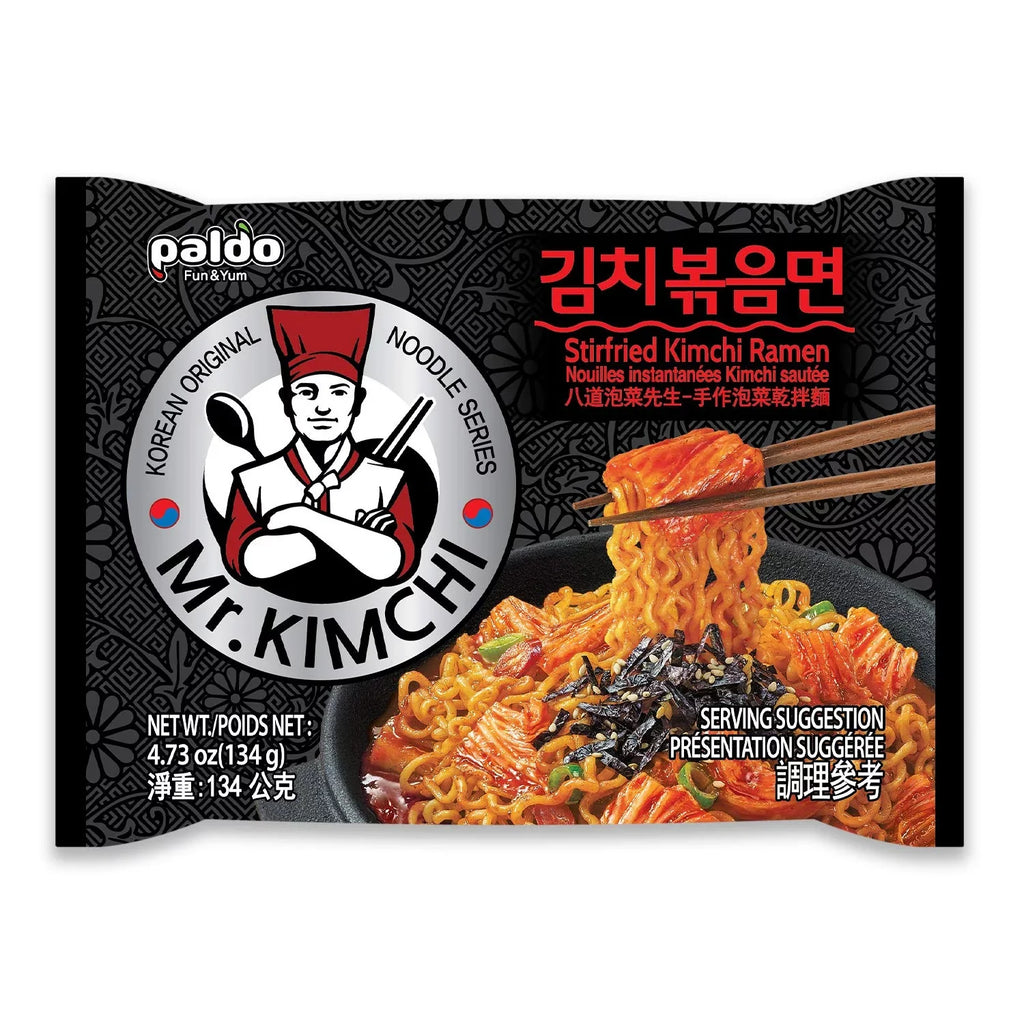 [8 packs] Paldo Mr. Kimchi Ramen Stir Fried Instant Noodles, Stir-fried Kimchi Flavored, Soupless Original Korean Ramyun, Spicy Ramen Challenge, 미스터 김치 김치볶음면 134g (4.72 oz) x 8 Pack