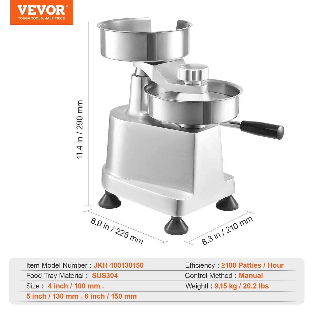 4"/5"/6" Commercial Burger Patty Maker Hamburger Press Forming Machine