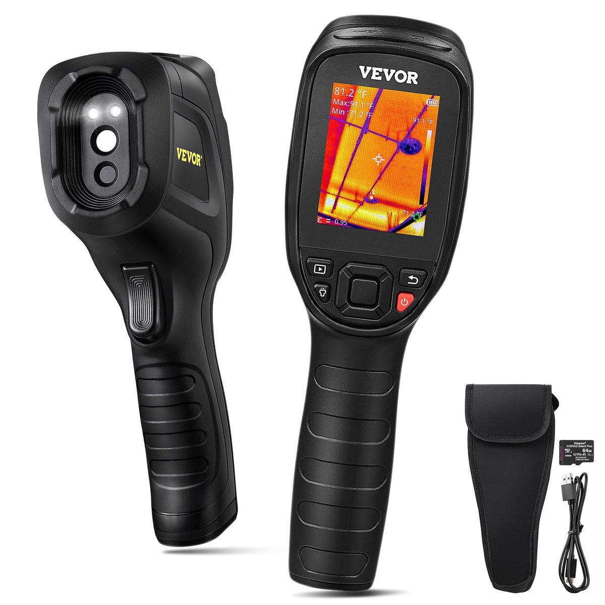 Thermal Imaging Camera, 240x180  Resolution with 2MP Visual Camera, 20Hz Refresh Rate Infrared Camera with -4℉~1022℉ Temperature Range, 64G Built-in  Card and Rechargeable Li-ion Battery