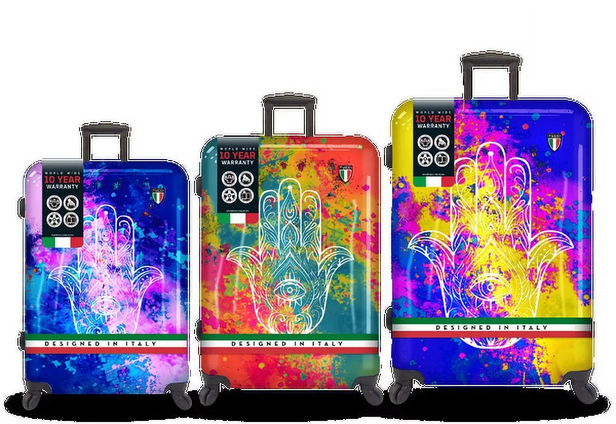 Disegno - Emotion Art Exotic Hamsa 3-Piece Hardside Luggage Set