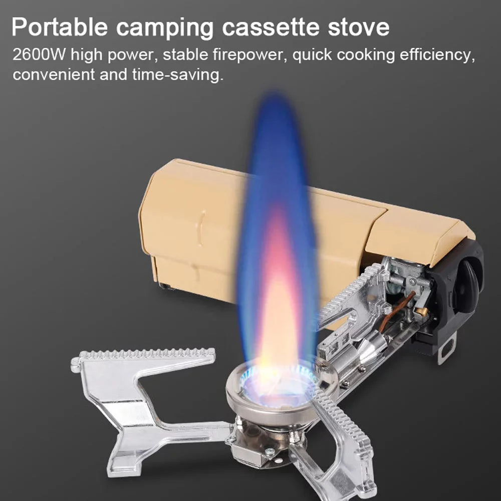 Nebublu Camping Cassette Stove - Portable Folding Butane Stove 2600W - Electronic Ignition, Carrying Bag - Great for Cooking Camping Pincnic Backpacking Hiking