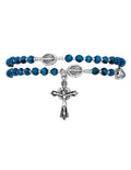 Blue Crystal Twistable Full Rosary Wrap Bracelet