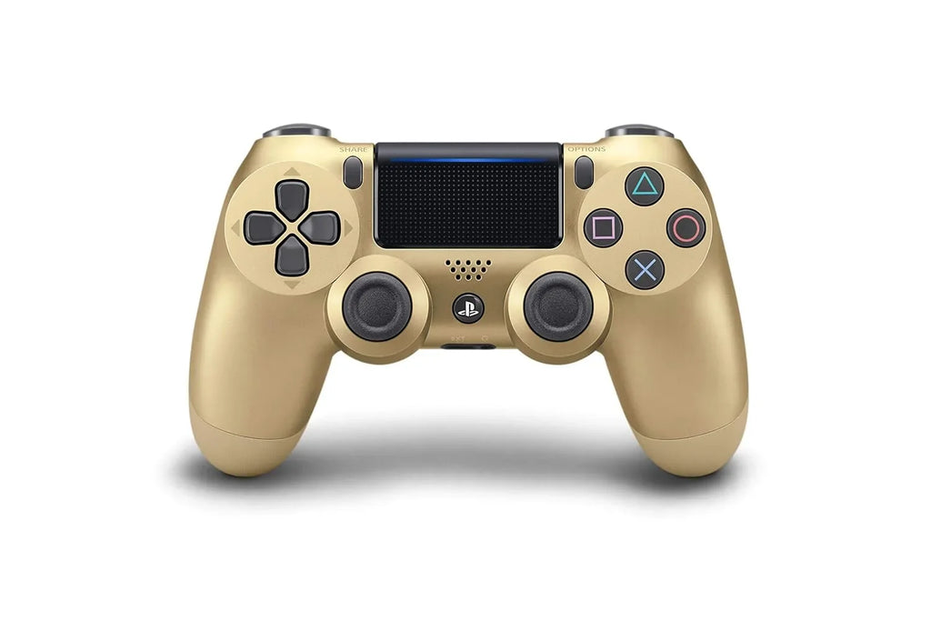 Sony Dual Shock Gold Gaming Controller For PS4 Console + Wired Earbuds   Bundle Like New