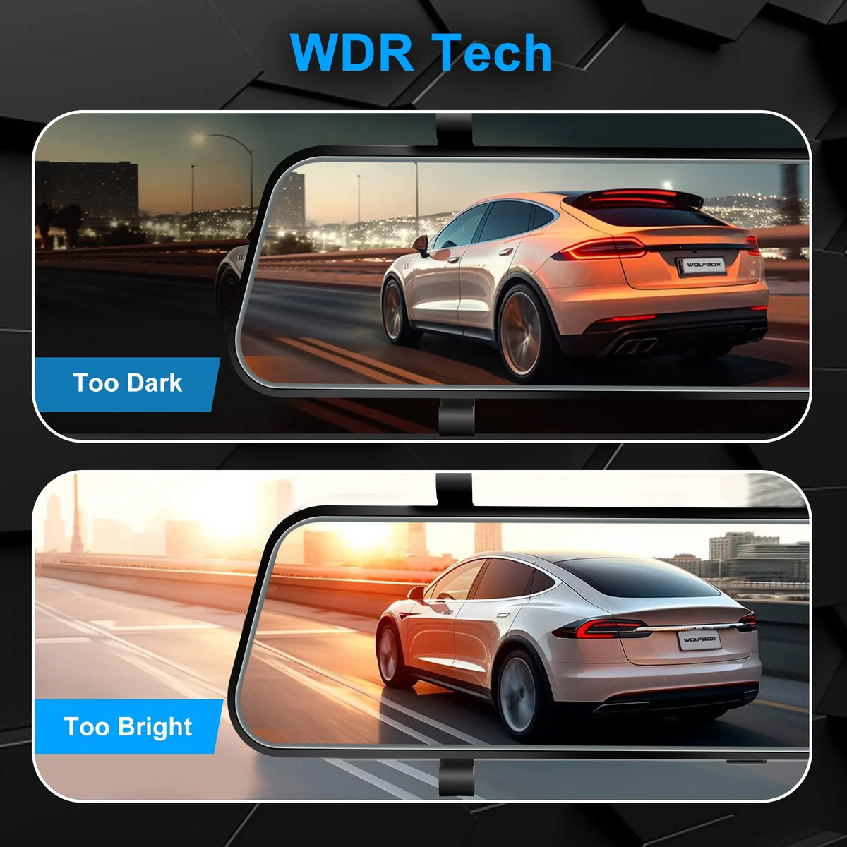 Car Rear View Mirror Camera,  1080P Dash Cam Backup Camera, Dual Driving Recorder with Night Vision, G-Sensor,  Touch Screen