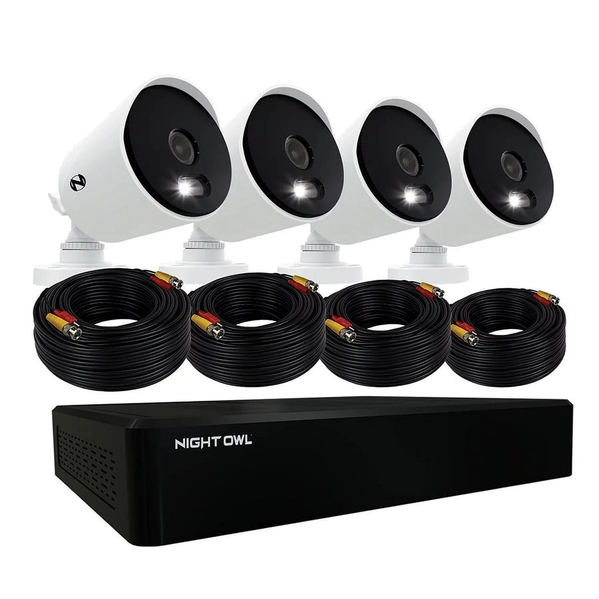 Night Owl Security Camera System , 12 Channel  with 1TB Hard Drive, 4 Wired 4K Ultra  Spotlight Surveillance Bullet Cameras, Indoor Outdoor Cameras with Night Vision