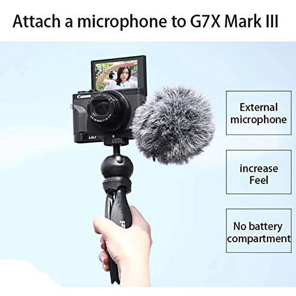 UURig G7X Mark  Vlog Camera Cold Shoe Extension Microphone Side Mount for Canon G7X Mark  Camera, 1/4" Tripod Mount, Vlogging Accessories - R016 C-G7X