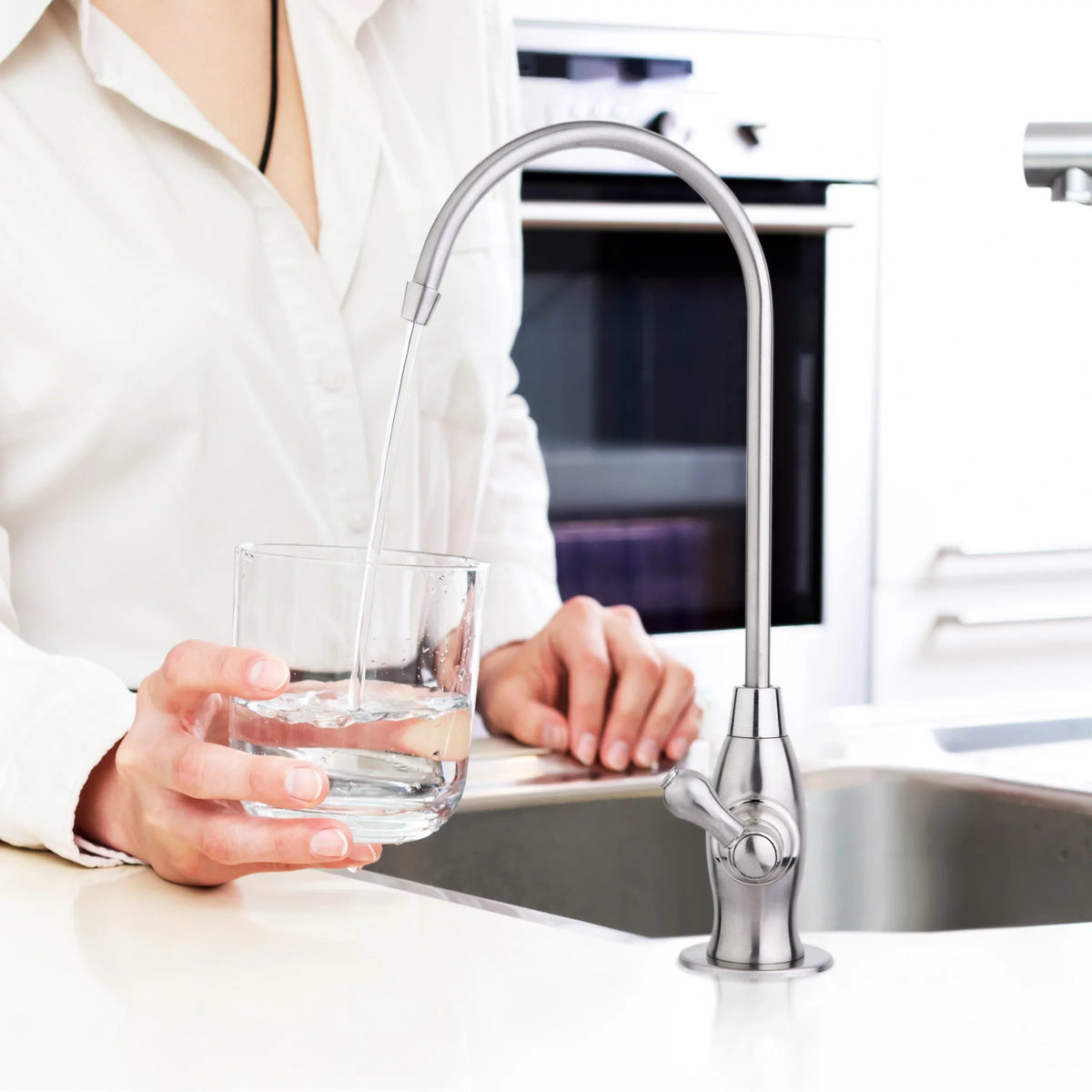 iSpring GK1- Heavy Duty Reverse Osmosis, High Spout Kitchen Bar Sink Drinking Water, Contemporary  Faucet, Brushed Nickel
