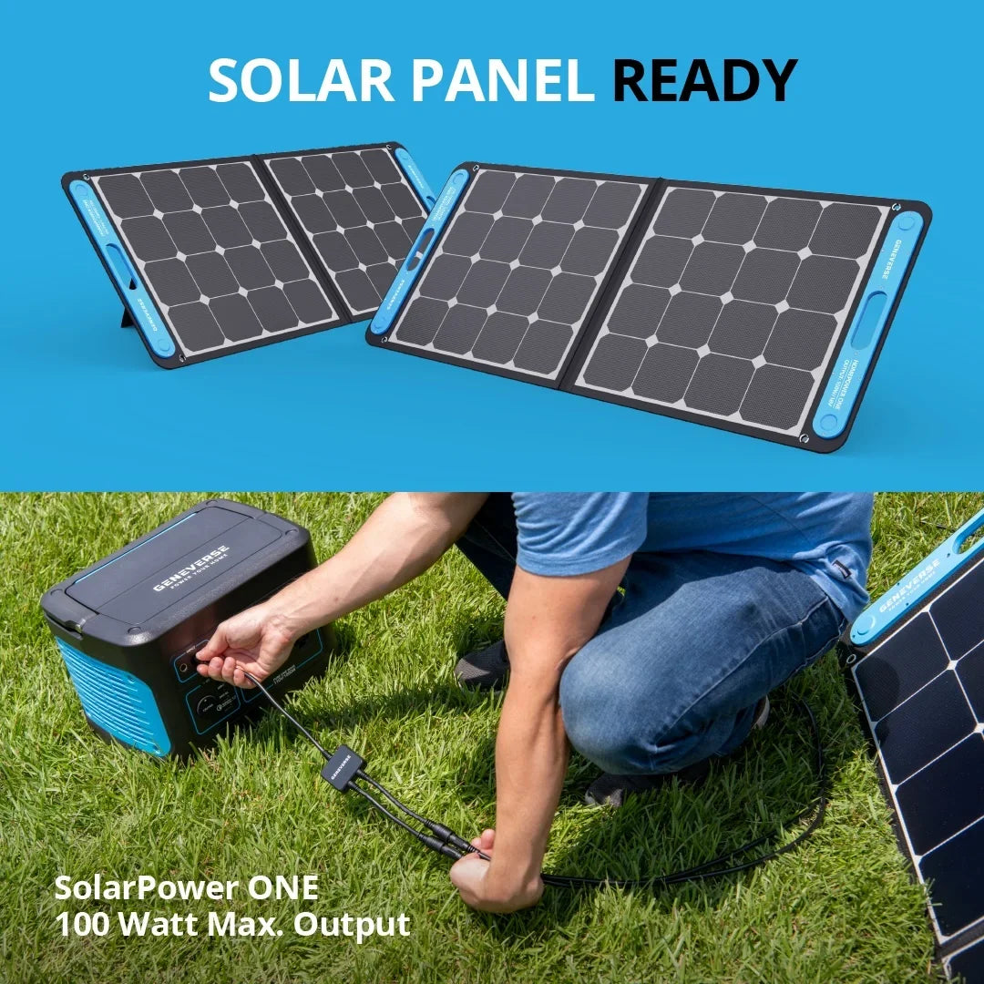 100 Watts SolarPower One Monocrystalline Portable Solar Panel with built-in -C and -A ports