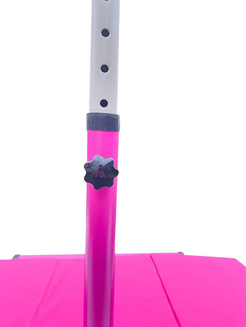 Athletic Bar Expandable Gymnastics Kip Bar for Kids with 6’x4’ Gymnastics Mat and Cushioned Handrail, Height Adjustable 3 to 5  Horizontal Bar, Gymnastic Bar for Junior Gymnasts Training Bar Pink