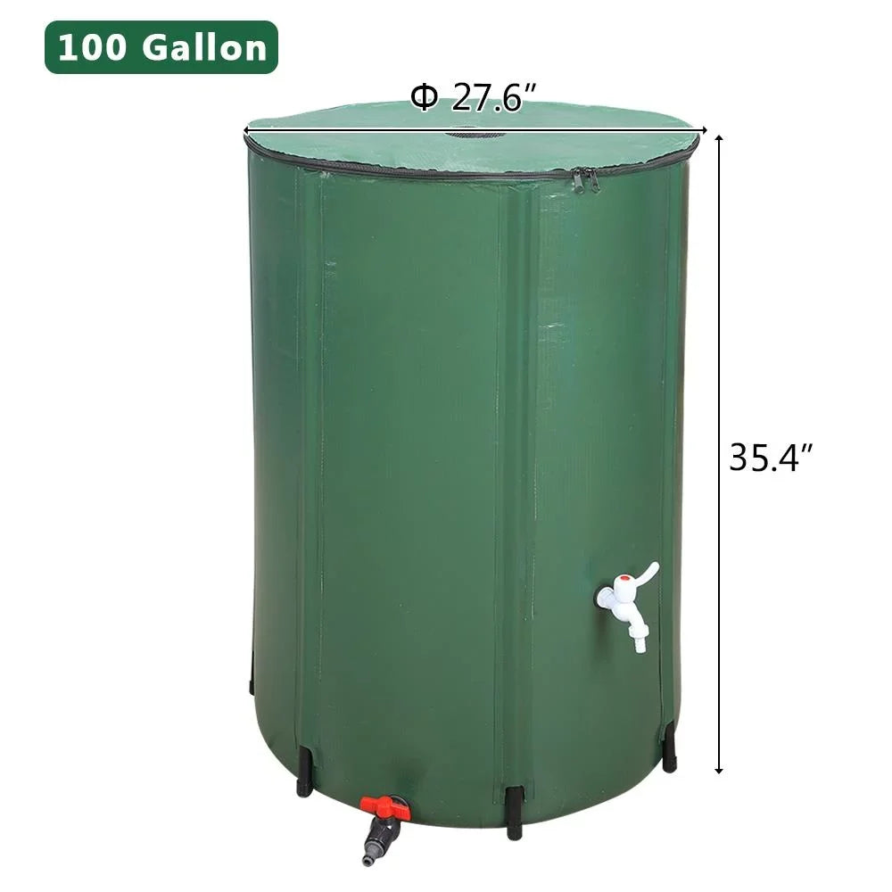 Winado Portable 100 Gallon Rain Barrel Patio Water Storage Barrel Green