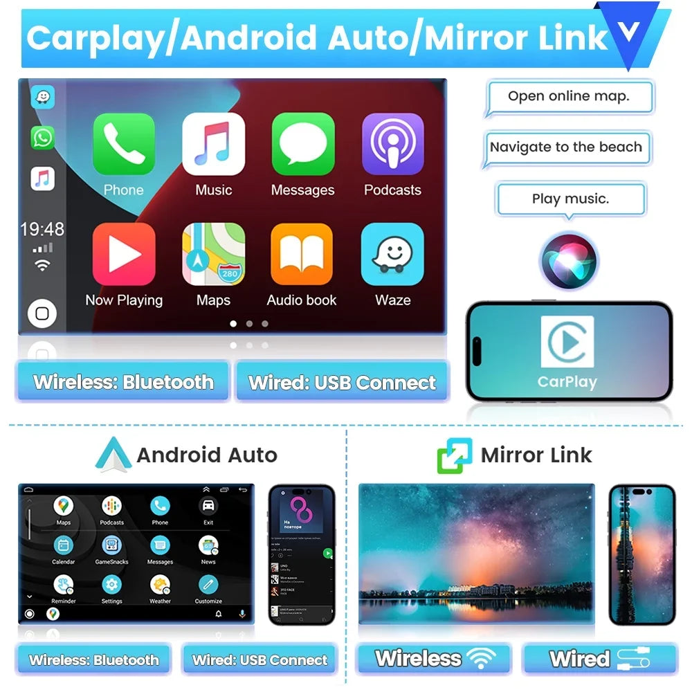 Podofo 2+64G for Hyundai Santa-fe 2006-2012 9'' Car Stereo Radio Wireless Carplay Android Auto Mirror Link Android 13    Bluetooth  Hifi, Backup Camera