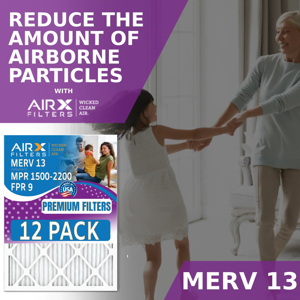 14x18x1 Air Filter  13 Rating, 12 Pack of Furnace Filters Comparable to  1500 - 2200 &  9 - Made in  by     .