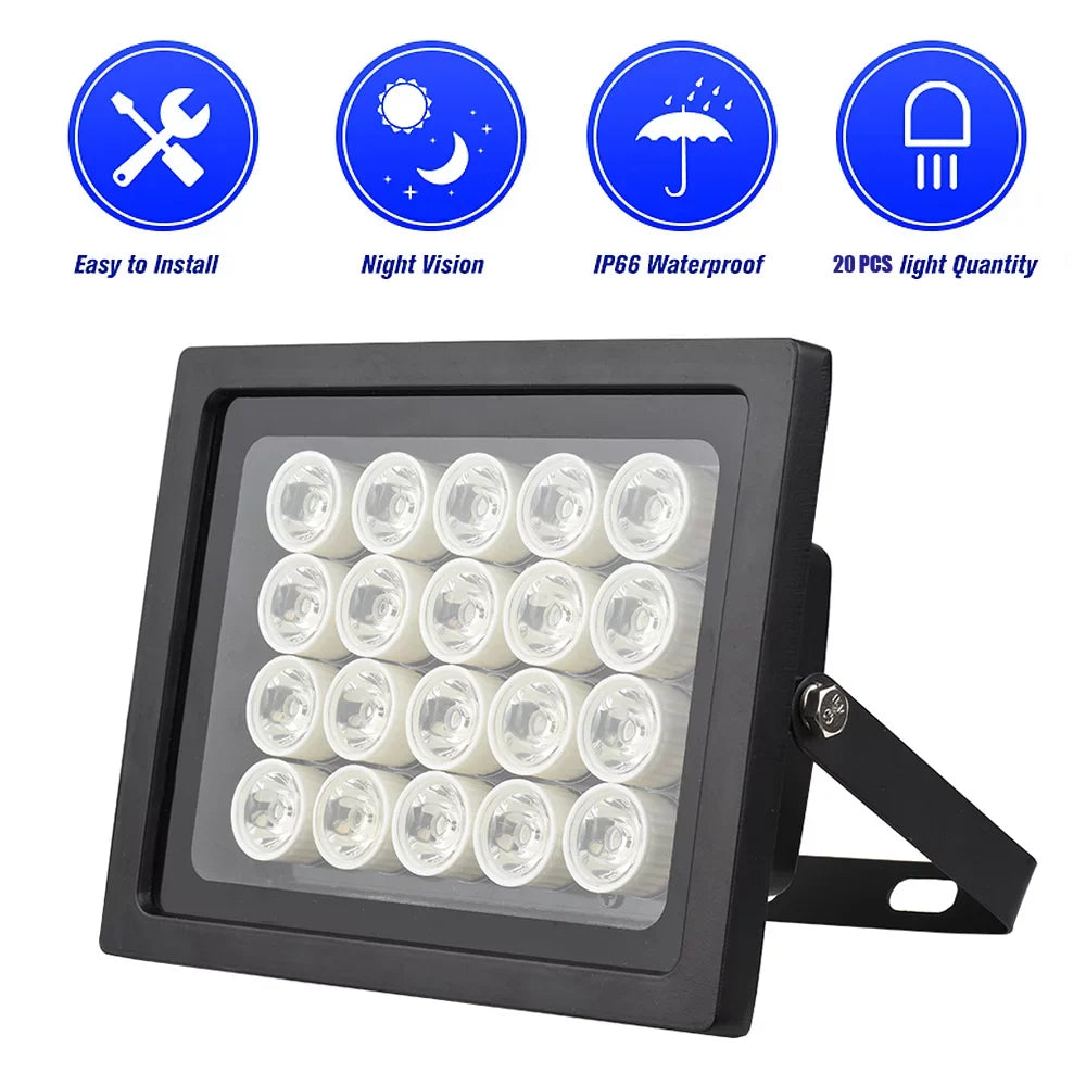 Walmeck Professional Camara Light 20pcs  Night Vision Wide Angle Long Outdoor Waterproof for  Camera